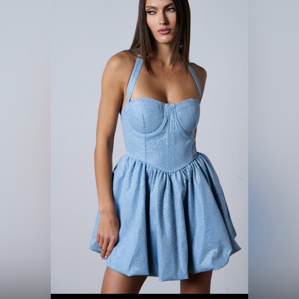 AKIRA Powder Blue Bustier Mini Dress